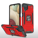For Samsung Galaxy A12 Magnetic Armor Shockproof TPU + PC Case with Metal Ring Holder(Red)