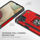 For Samsung Galaxy A12 Magnetic Armor Shockproof TPU + PC Case with Metal Ring Holder(Red)