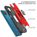 For Samsung Galaxy A12 Magnetic Armor Shockproof TPU + PC Case with Metal Ring Holder(Red)