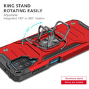 For Samsung Galaxy A12 Magnetic Armor Shockproof TPU + PC Case with Metal Ring Holder(Red)