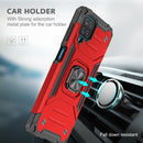 For Samsung Galaxy A12 Magnetic Armor Shockproof TPU + PC Case with Metal Ring Holder(Red)