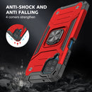 For Samsung Galaxy A12 Magnetic Armor Shockproof TPU + PC Case with Metal Ring Holder(Red)