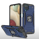For Samsung Galaxy A12 Magnetic Armor Shockproof TPU + PC Case with Metal Ring Holder(Blue)