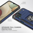 For Samsung Galaxy A12 Magnetic Armor Shockproof TPU + PC Case with Metal Ring Holder(Blue)