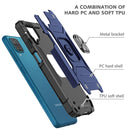 For Samsung Galaxy A12 Magnetic Armor Shockproof TPU + PC Case with Metal Ring Holder(Blue)