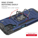 For Samsung Galaxy A12 Magnetic Armor Shockproof TPU + PC Case with Metal Ring Holder(Blue)