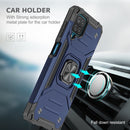 For Samsung Galaxy A12 Magnetic Armor Shockproof TPU + PC Case with Metal Ring Holder(Blue)