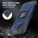 For Samsung Galaxy A12 Magnetic Armor Shockproof TPU + PC Case with Metal Ring Holder(Blue)