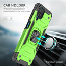 For Samsung Galaxy A12 Magnetic Armor Shockproof TPU + PC Case with Metal Ring Holder(Green)