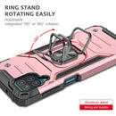 For Samsung Galaxy A12 Magnetic Armor Shockproof TPU + PC Case with Metal Ring Holder(Rose Gold)