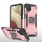 For Samsung Galaxy A12 Magnetic Armor Shockproof TPU + PC Case with Metal Ring Holder(Rose Gold)
