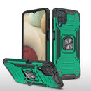For Samsung Galaxy A12 Magnetic Armor Shockproof TPU + PC Case with Metal Ring Holder(Dark Green)