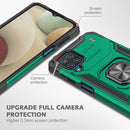For Samsung Galaxy A12 Magnetic Armor Shockproof TPU + PC Case with Metal Ring Holder(Dark Green)
