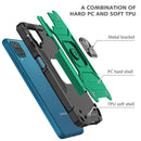 For Samsung Galaxy A12 Magnetic Armor Shockproof TPU + PC Case with Metal Ring Holder(Dark Green)