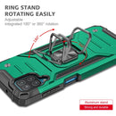 For Samsung Galaxy A12 Magnetic Armor Shockproof TPU + PC Case with Metal Ring Holder(Dark Green)