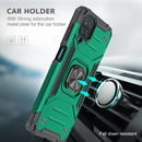 For Samsung Galaxy A12 Magnetic Armor Shockproof TPU + PC Case with Metal Ring Holder(Dark Green)