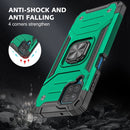 For Samsung Galaxy A12 Magnetic Armor Shockproof TPU + PC Case with Metal Ring Holder(Dark Green)