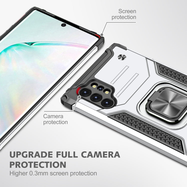 For Samsung Galaxy Note 10 Plus Magnetic Armor Shockproof TPU + PC Case with Metal Ring Holder(Silver)