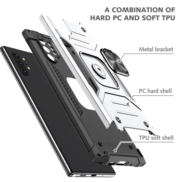 For Samsung Galaxy Note 10 Plus Magnetic Armor Shockproof TPU + PC Case with Metal Ring Holder(Silver)
