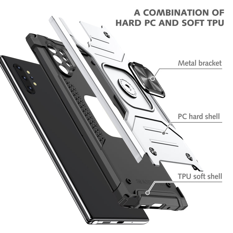 For Samsung Galaxy Note 10 Plus Magnetic Armor Shockproof TPU + PC Case with Metal Ring Holder(Silver)