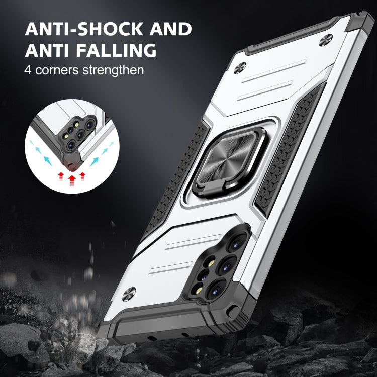 For Samsung Galaxy Note 10 Plus Magnetic Armor Shockproof TPU + PC Case with Metal Ring Holder(Silver)