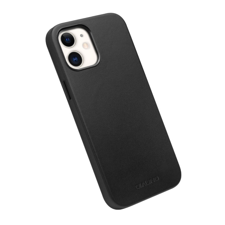 QIALINO Nappa Leather Shockproof Magsafe Case For iPhone 12 mini(Black)