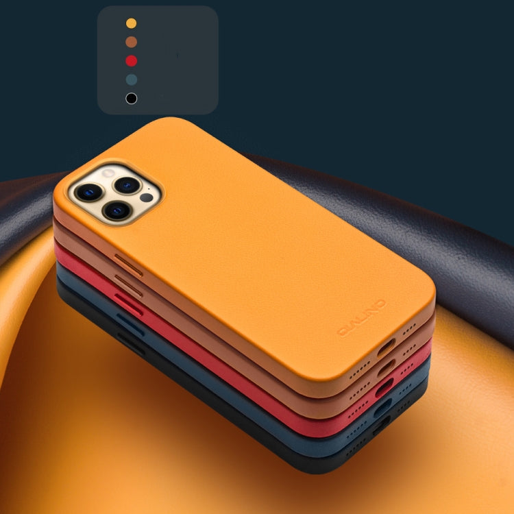 QIALINO Nappa Leather Shockproof Magsafe Case For iPhone 12 mini(Black)
