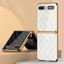 For Samsung Galaxy Z Flip 5G GKK Plating Glass + PC Foldable Painted Pattern Case(Red Grid)