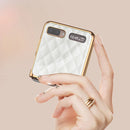 For Samsung Galaxy Z Flip 5G GKK Plating Glass + PC Foldable Painted Pattern Case(Red Grid)