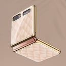 For Samsung Galaxy Z Flip 5G GKK Plating Glass + PC Foldable Painted Pattern Case(Red Grid)