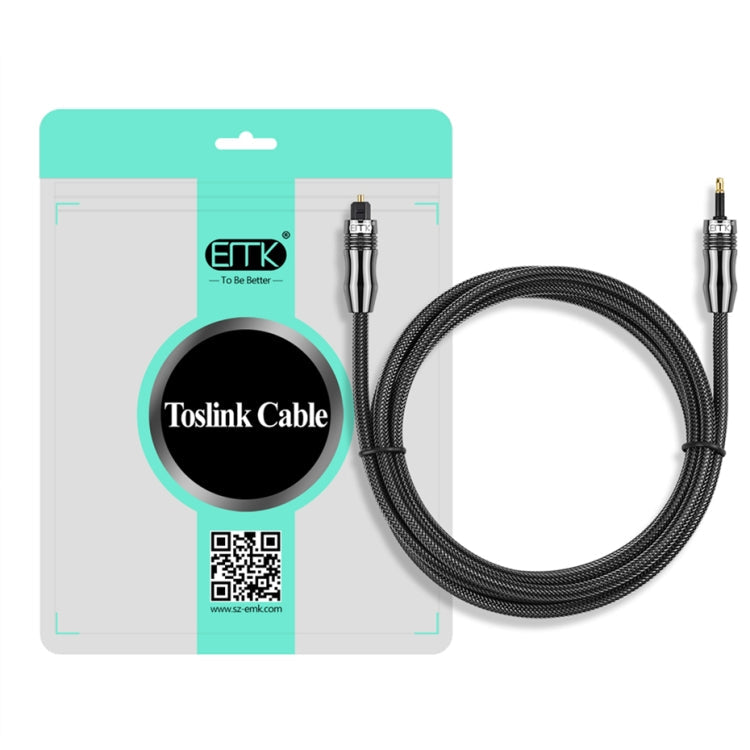 EMK OD6.0mm 3.5mm Digital Sound Toslink to Mini Toslink Digital Optical Audio Cable, Length:3m