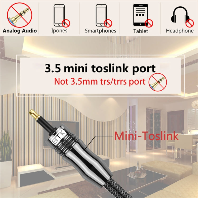 EMK OD6.0mm 3.5mm Digital Sound Toslink to Mini Toslink Digital Optical Audio Cable, Length:3m