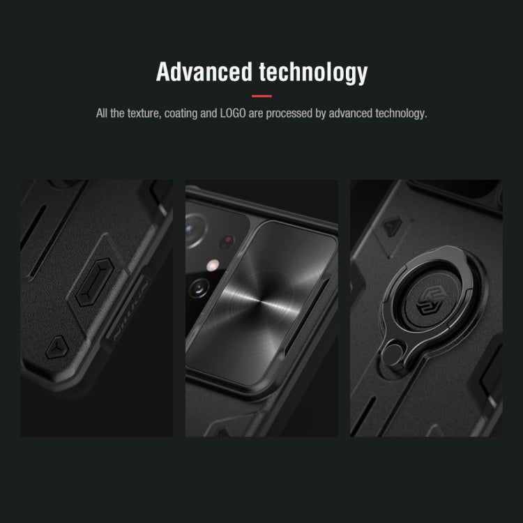 For Samsung Galaxy S21 Ultra 5G NILLKIN Shockproof CamShield Armor Protective Case with Invisible Ring Holder(Black)
