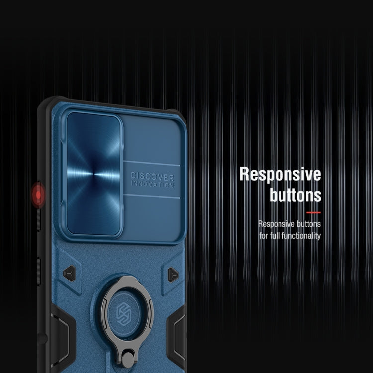 For Samsung Galaxy S21 Ultra 5G NILLKIN Shockproof CamShield Armor Protective Case with Invisible Ring Holder(Blue)