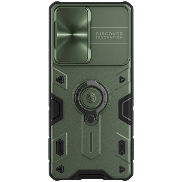 For Samsung Galaxy S21 Ultra 5G NILLKIN Shockproof CamShield Armor Protective Case with Invisible Ring Holder(Green)