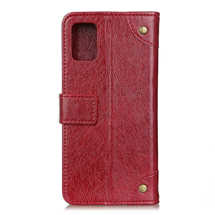 For HTC Desire 21 Pro 5G Copper Buckle Nappa Texture Horizontal Flip Leather Case with Holder & Card Slots & Wallet(Wine Red)