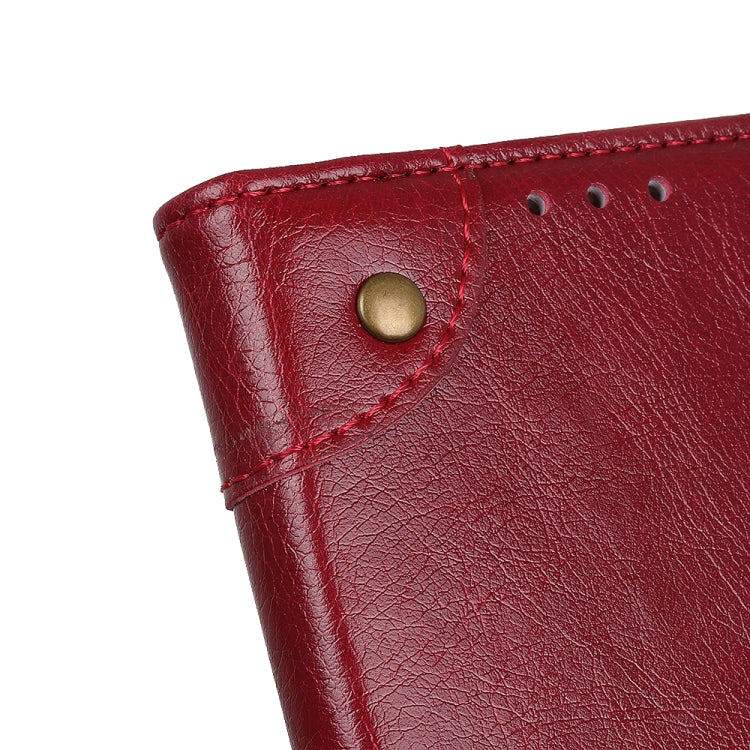 For HTC Desire 21 Pro 5G Copper Buckle Nappa Texture Horizontal Flip Leather Case with Holder & Card Slots & Wallet(Wine Red)