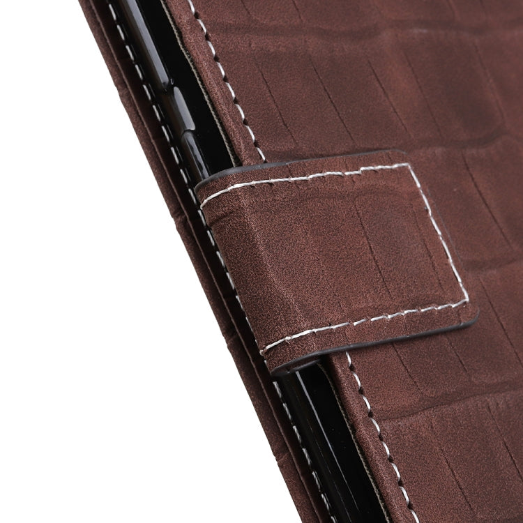 For HTC Desire 21 Pro 5G Crocodile Texture Horizontal Flip Leather Case with Holder & Card Slots & Wallet(Brown)