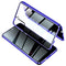 For Samsung Galaxy S21 5G Four-corner Shockproof Anti-peeping Magnetic Metal Frame Double-sided Tempered Glass Case(Blue)