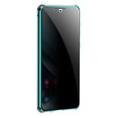 For Samsung Galaxy S21 Ultra 5G Four-corner Shockproof Anti-peeping Magnetic Metal Frame Double-sided Tempered Glass Case(Silver)