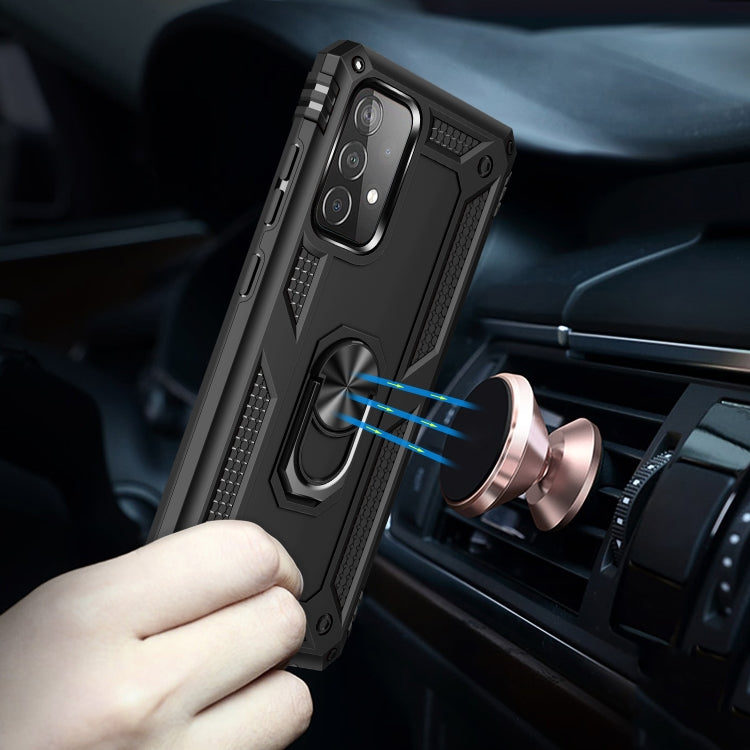 For Samsung Galaxy A52 5G / 4G Shockproof TPU + PC Protective Case with 360 Degree Rotating Holder(Black)