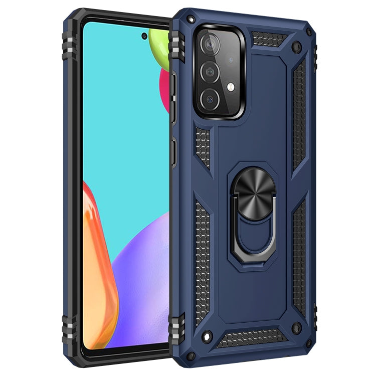 For Samsung Galaxy A52 5G / 4G Shockproof TPU + PC Protective Case with 360 Degree Rotating Holder(Blue)
