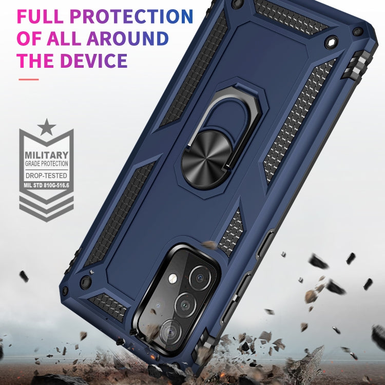 For Samsung Galaxy A52 5G / 4G Shockproof TPU + PC Protective Case with 360 Degree Rotating Holder(Blue)