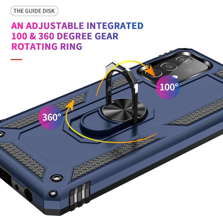 For Samsung Galaxy A52 5G / 4G Shockproof TPU + PC Protective Case with 360 Degree Rotating Holder(Blue)