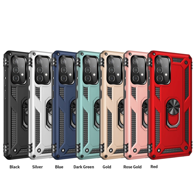 For Samsung Galaxy A52 5G / 4G Shockproof TPU + PC Protective Case with 360 Degree Rotating Holder(Blue)