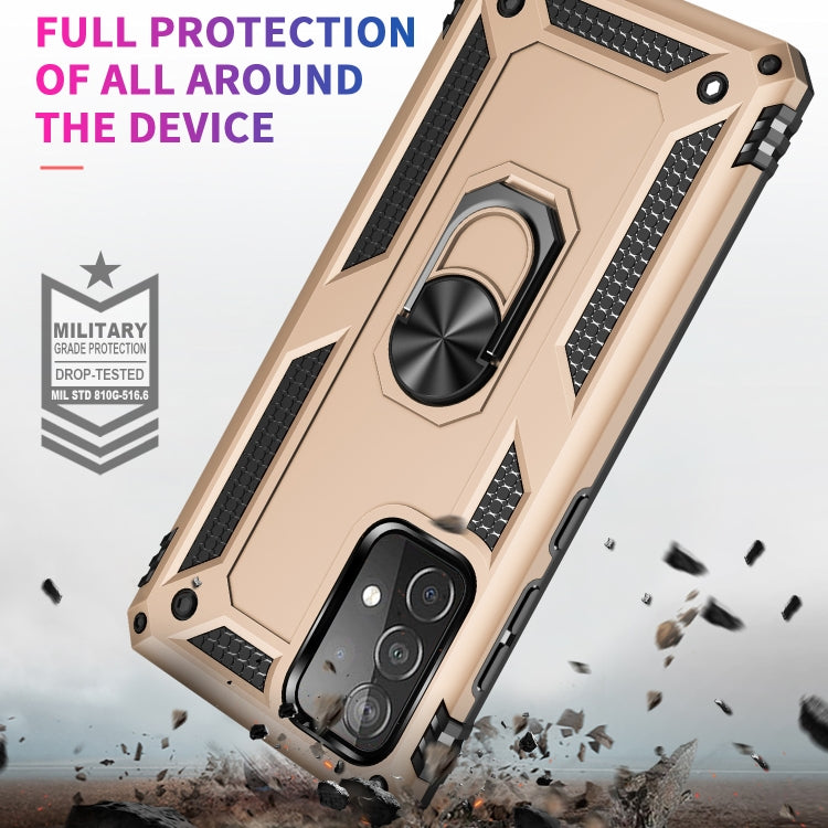 For Samsung Galaxy A52 5G / 4G Shockproof TPU + PC Protective Case with 360 Degree Rotating Holder(Gold)