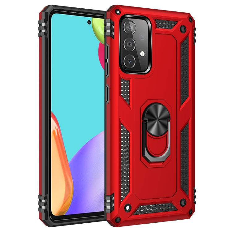 For Samsung Galaxy A52 5G / 4G Shockproof TPU + PC Protective Case with 360 Degree Rotating Holder(Red)