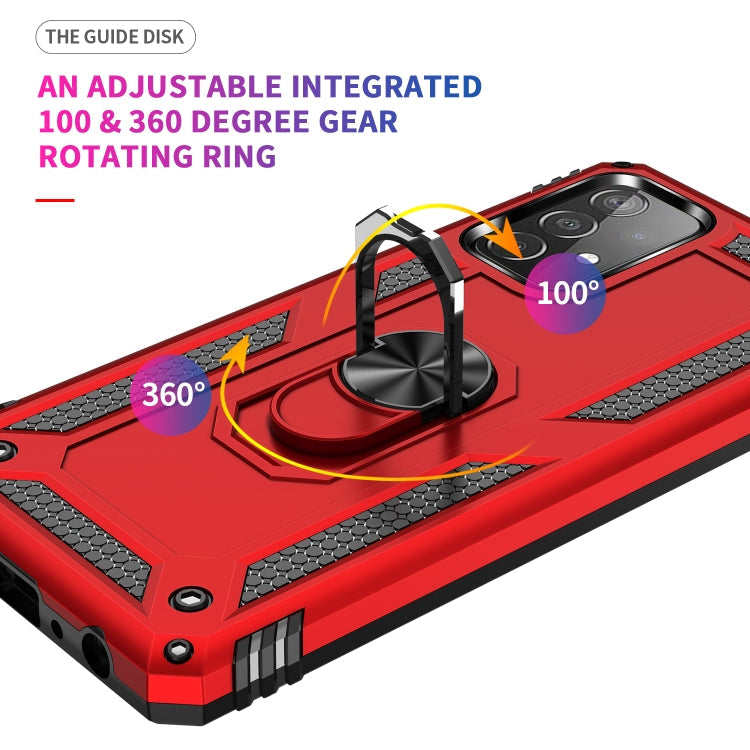 For Samsung Galaxy A52 5G / 4G Shockproof TPU + PC Protective Case with 360 Degree Rotating Holder(Red)