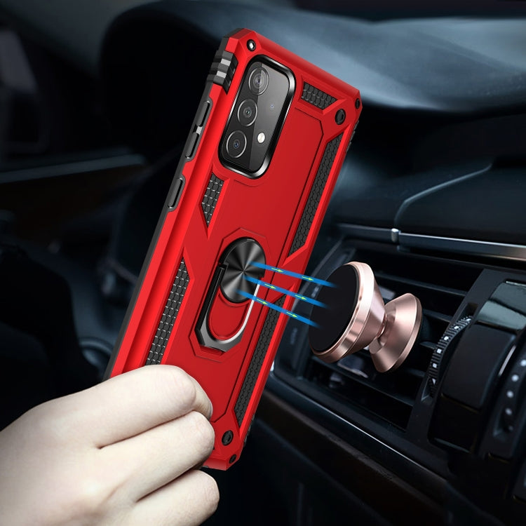 For Samsung Galaxy A52 5G / 4G Shockproof TPU + PC Protective Case with 360 Degree Rotating Holder(Red)