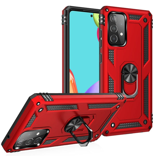 For Samsung Galaxy A52 5G / 4G Shockproof TPU + PC Protective Case with 360 Degree Rotating Holder(Red)